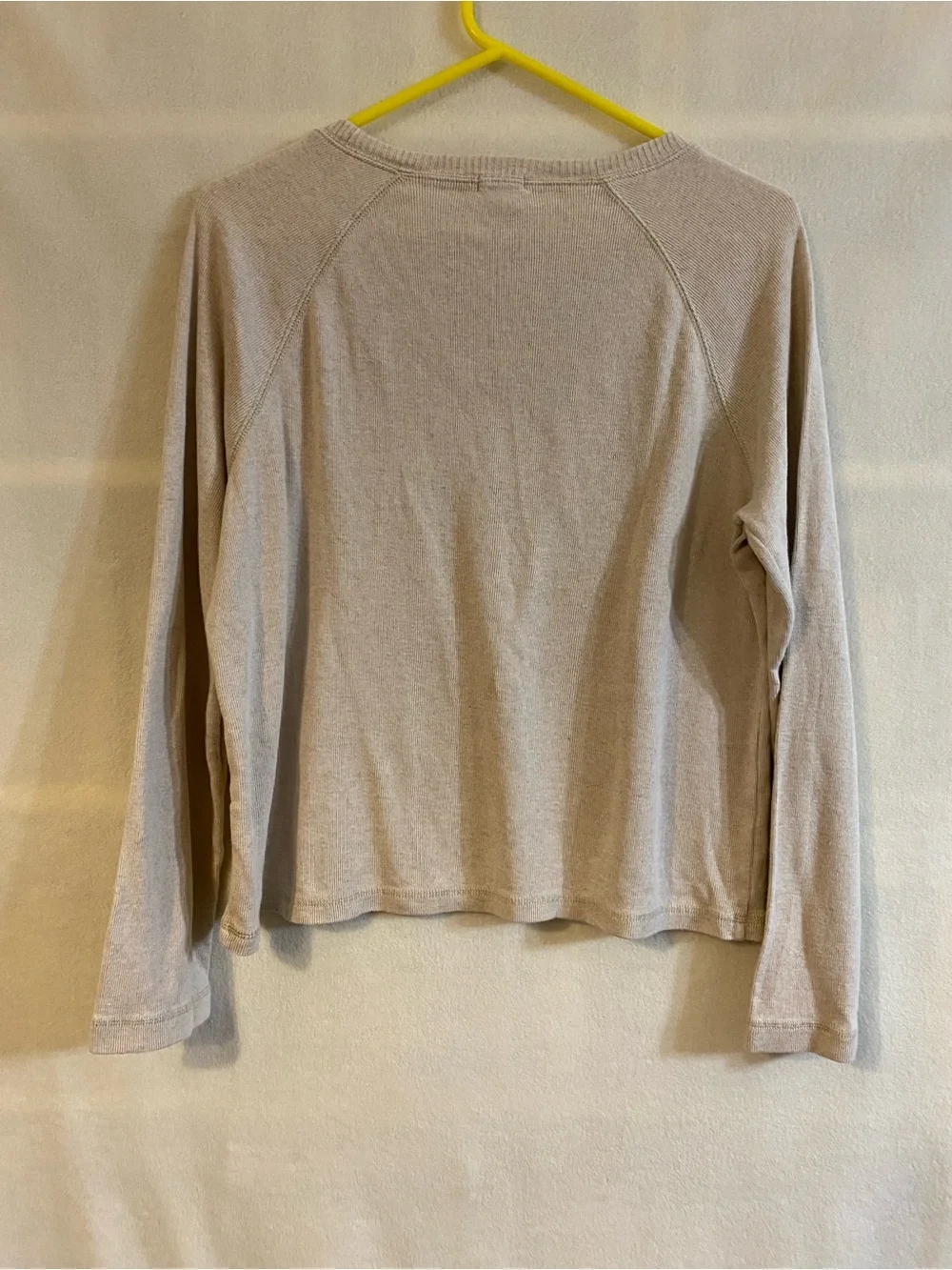 J. Crew vintage oatmeal linen cotton long raglan sleeve ribbed top